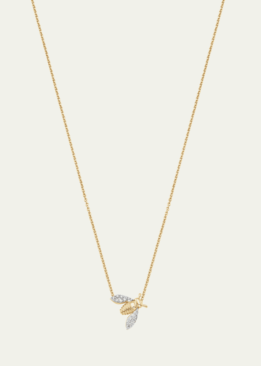 Sara Weinstock 18K Two-Tone Gold Queen Bee Diamond Petite Pendant Necklace, 16"L