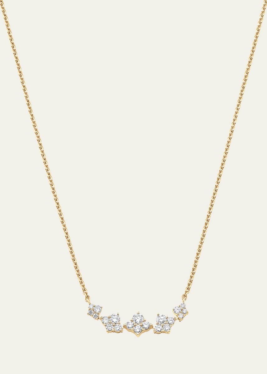 Sara Weinstock 18K Yellow Gold Dujour Graduated Diamond Cluster Station Necklace