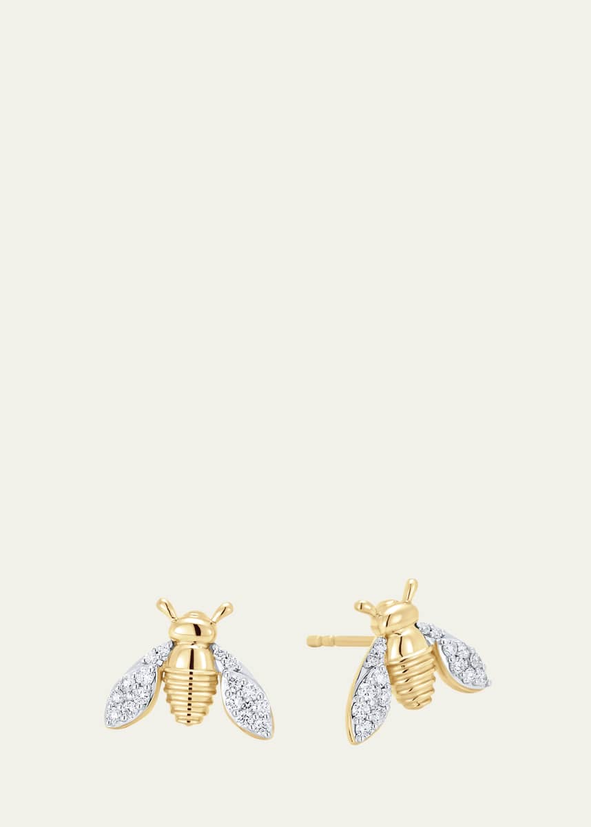 Sara Weinstock 18K Two-Tone Gold Queen Bee Diamond Stud Earrings