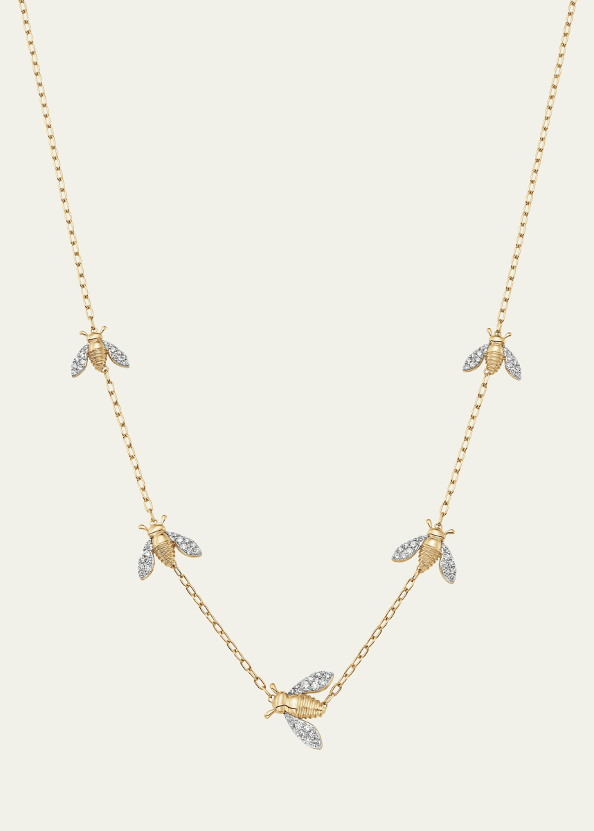 Sara Weinstock 18K Two-Tone Gold Queen Bee Petite Diamond 5-Station Necklace