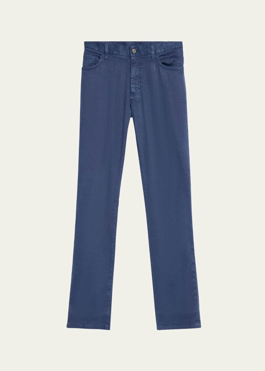 ZEGNA Men's Linen-Cotton Twill 5-Pocket Pants