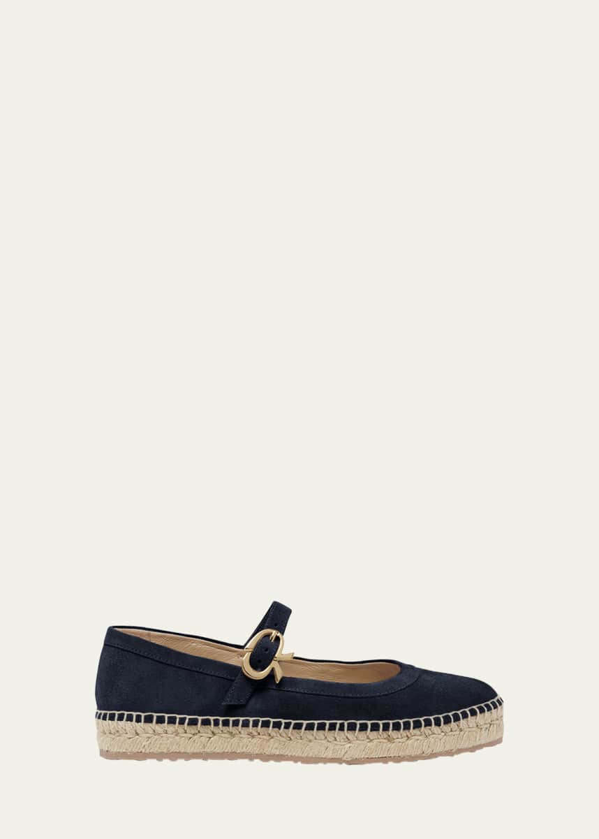 Gianvito Rossi Suede Mary Jane Ballerina Espadrilles