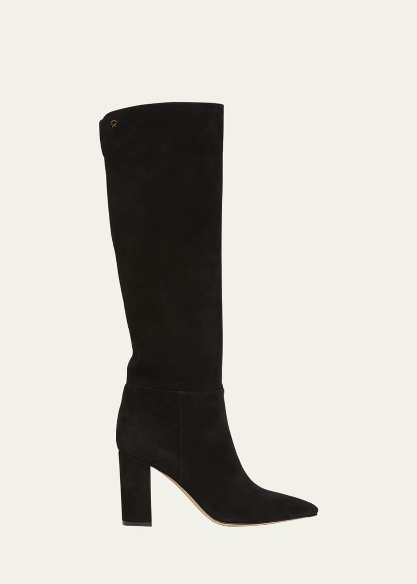 Gianvito Rossi Piper Suede Block-Heel Knee Boots