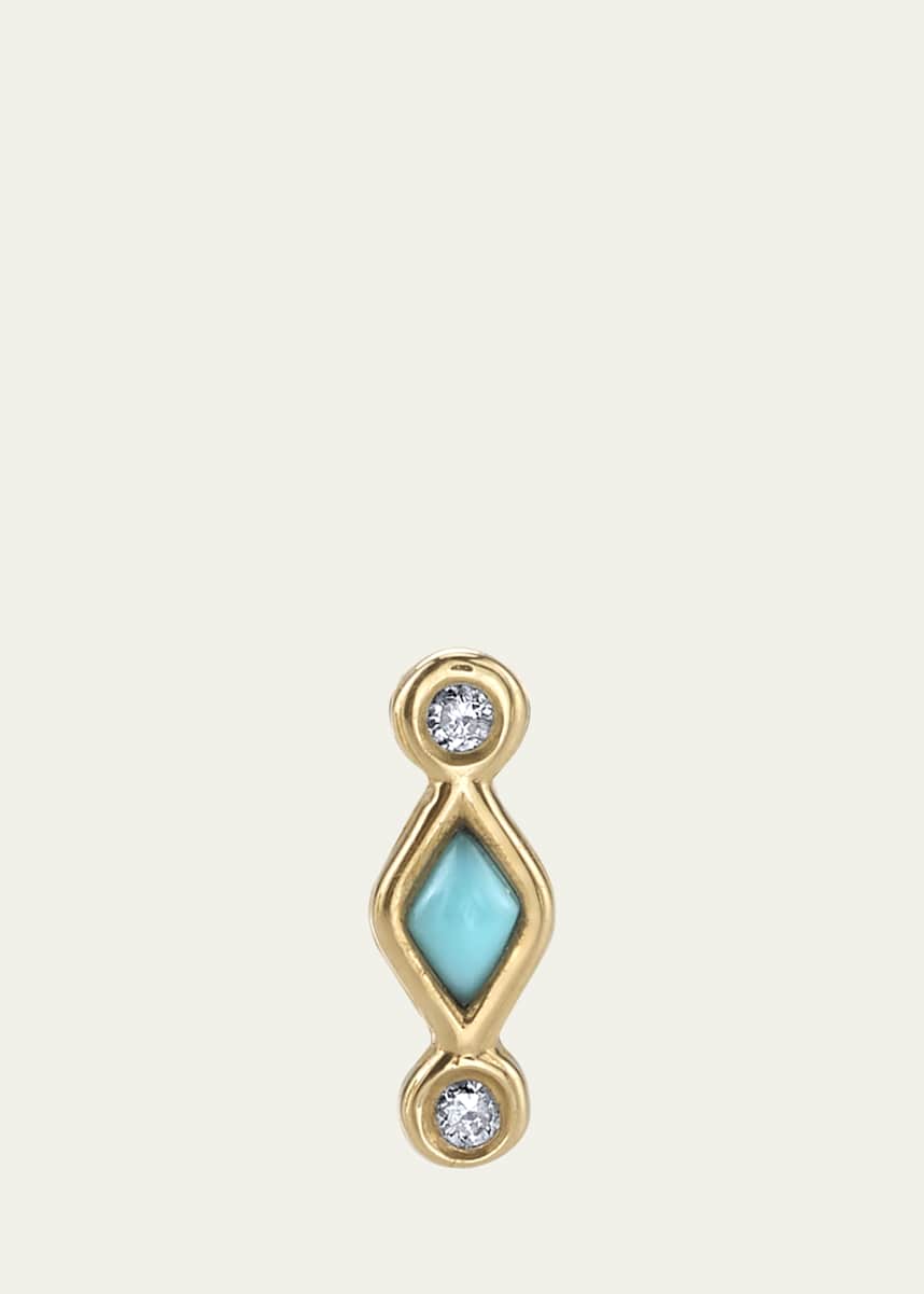Sydney Evan Turquoise and Diamond Bezel Stud Earrings