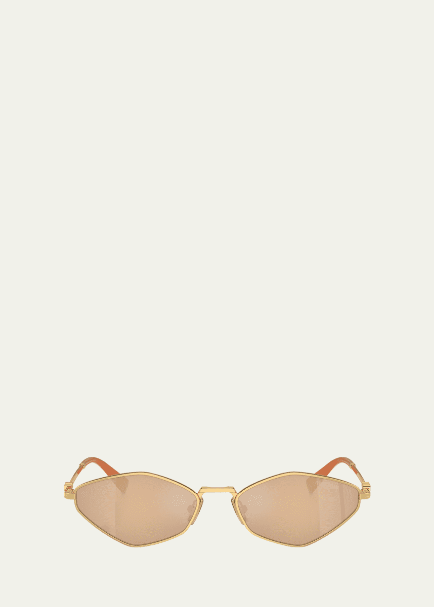 Miu Miu Mirrored Geometric Metal & Plastic Oval Sunglasses