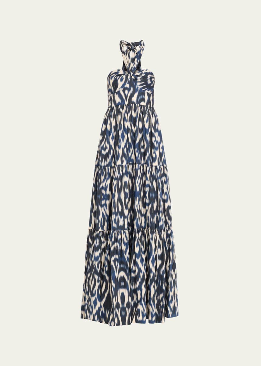 Cara Cara Piana Knotted Halter Cotton Poplin Maxi Dress