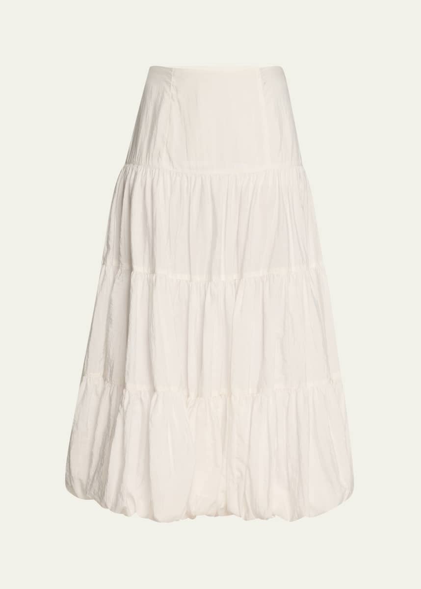 Cinq a Sept Pyper Tiered Bubble-Hem Midi Skirt