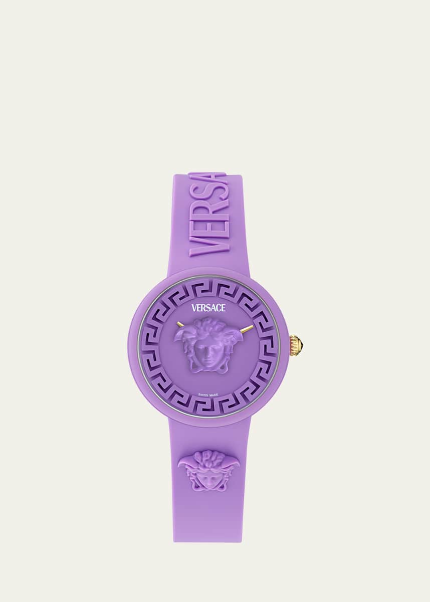 Versace 38mm Medusa Pop Watch with Silicone Strap and Matching Case, Purple
