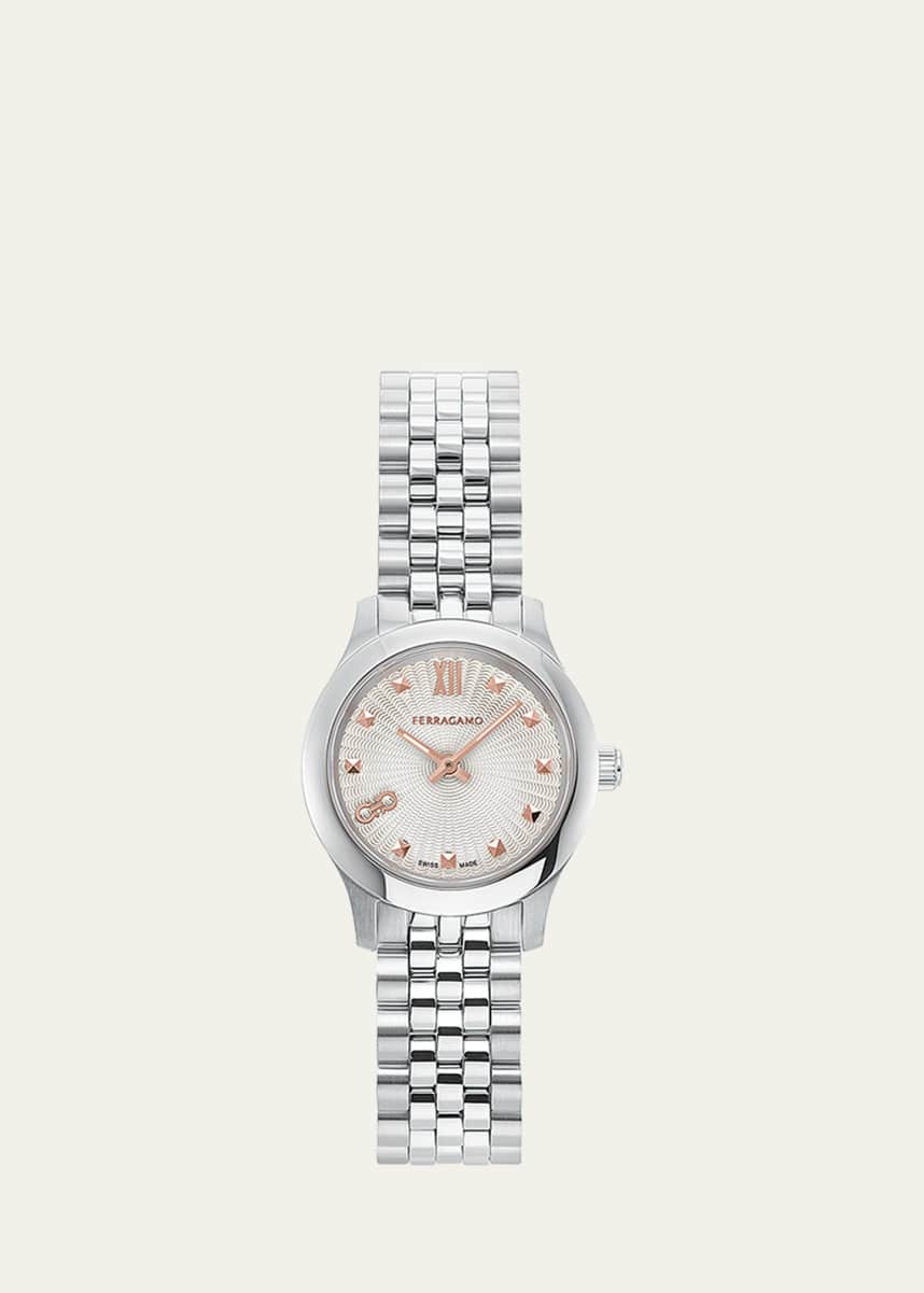 Ferragamo 25mm Ferragamo Duo Mini Watch with Silver Dial, Stainless Steel