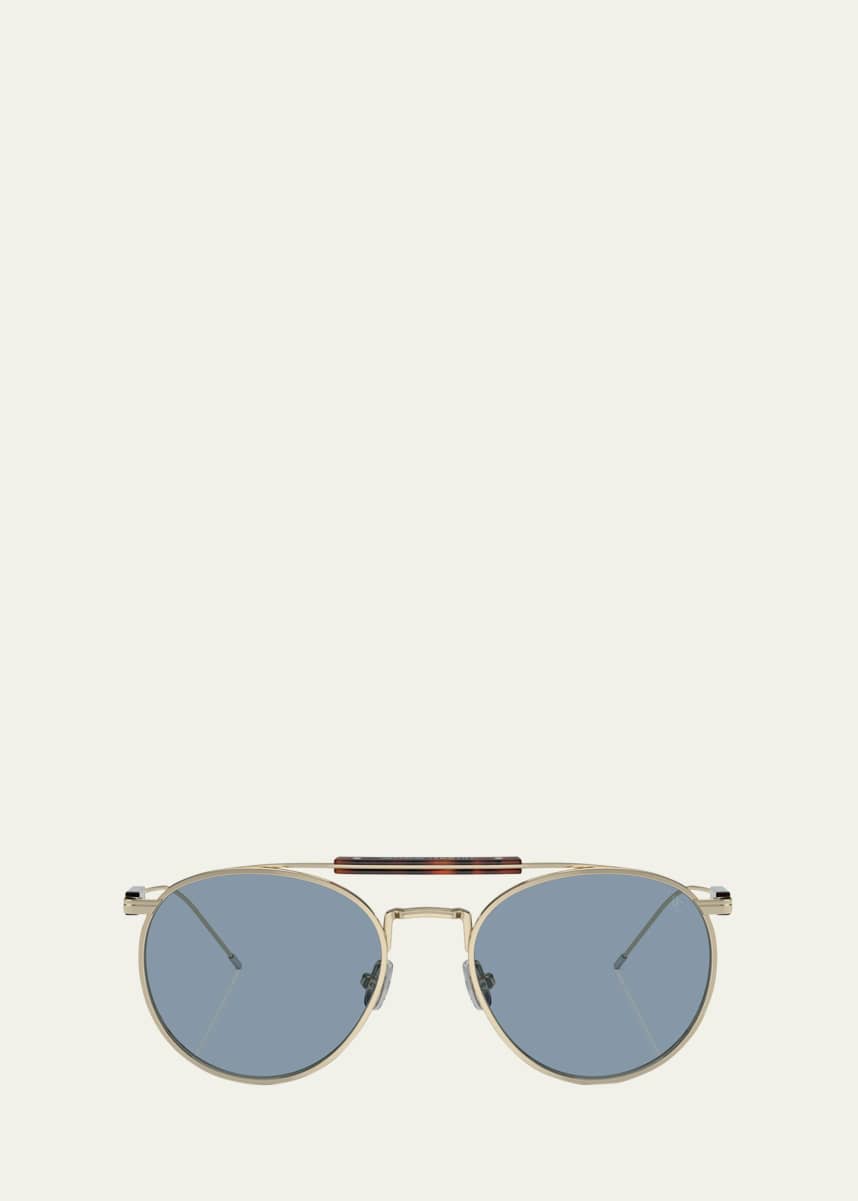 Brunello Cucinelli Sleek Mixed-Media Aviator Sunglasses