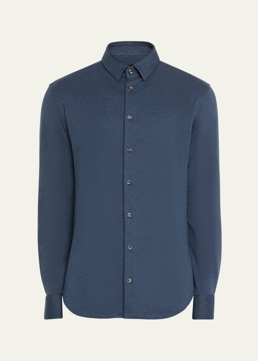 Giorgio Armani Men's Solid Cotton Stretch Sport Shirt