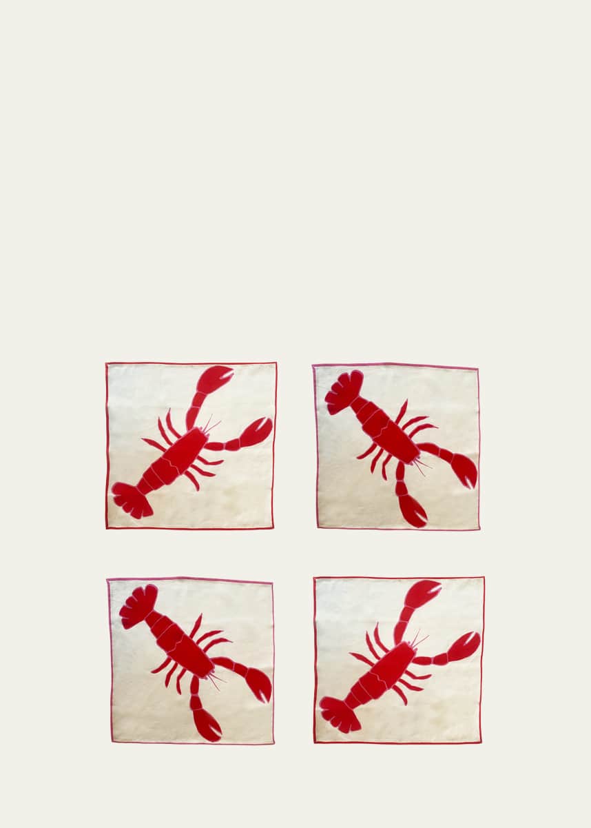 Amuse La Bouche Lobster Linen Napkins, Set of 4