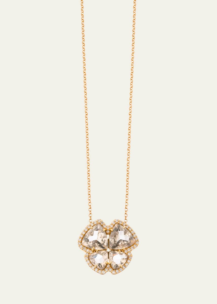 Daniella Kronfle 18K Rose Gold Medium Butterfly Necklace with Smoky Quartz and Diamonds