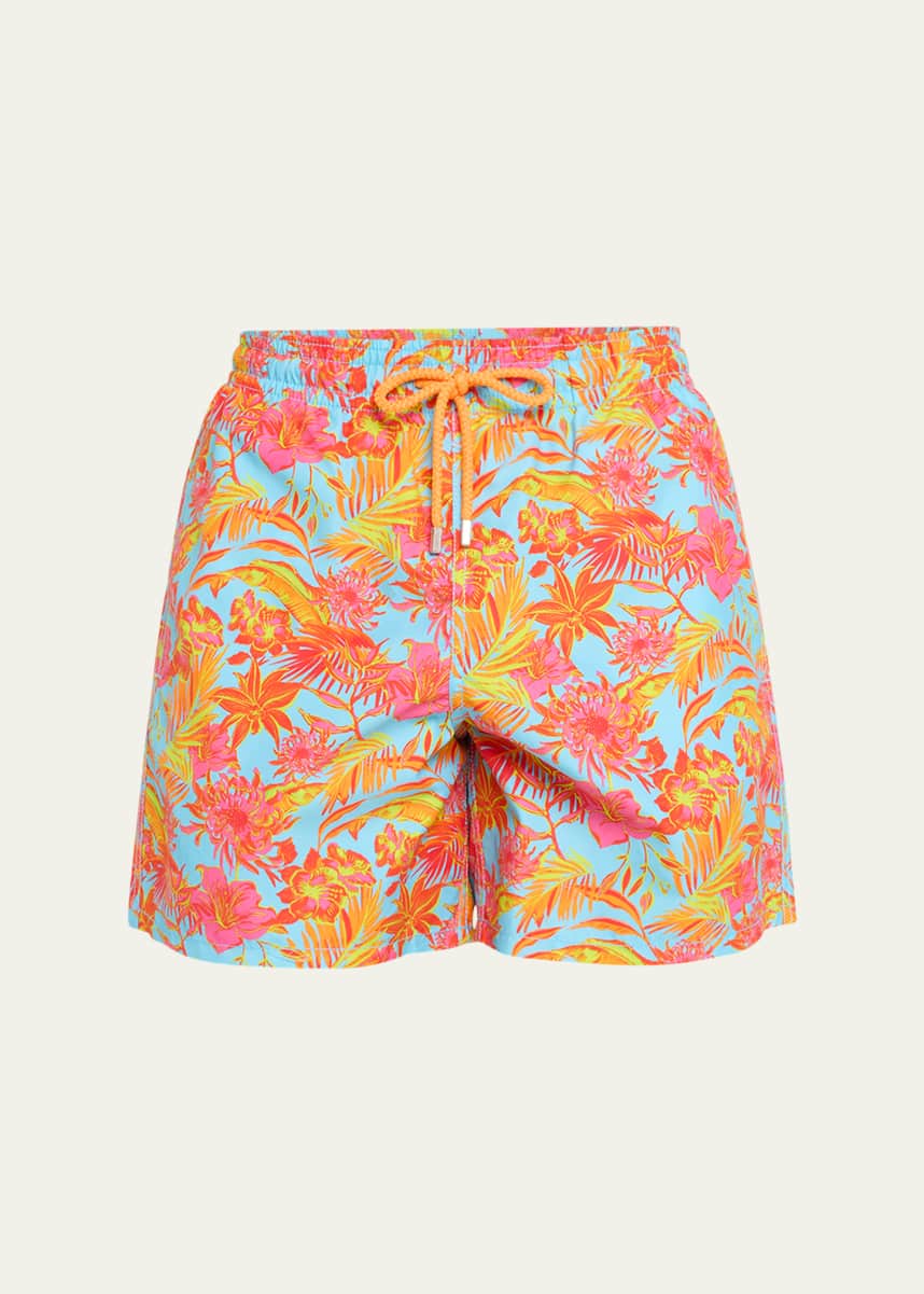 Vilebrequin Men's Tahiti Flower-Print Swim Shorts