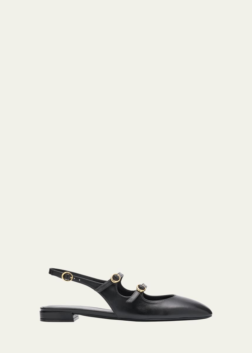 Stuart Weitzman Benni Leather Mary Jane Ballerina Flats