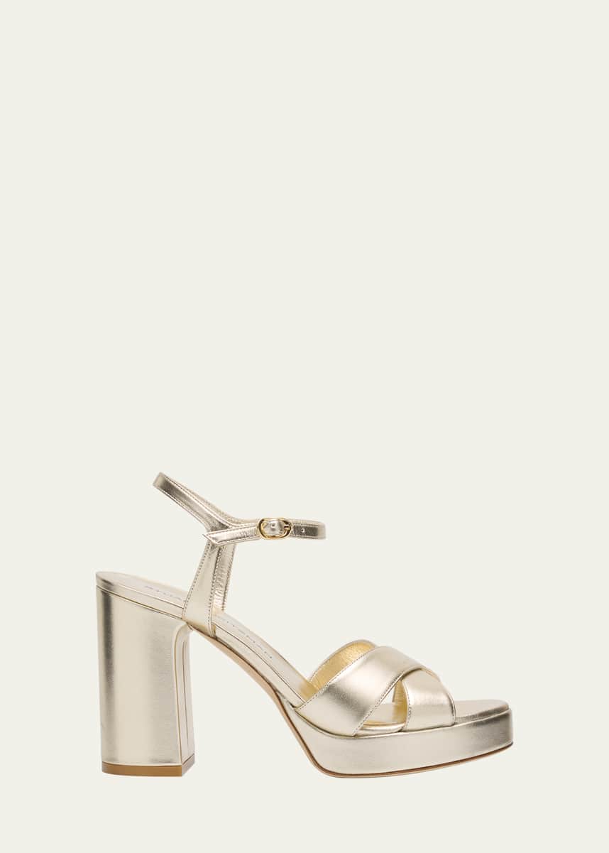 Stuart Weitzman Dayna Metallic Crisscross Platform Sandals