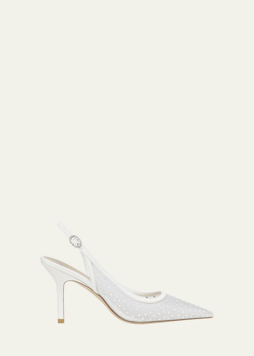 Stuart Weitzman Emilia Crystal Mesh Slingback Pumps