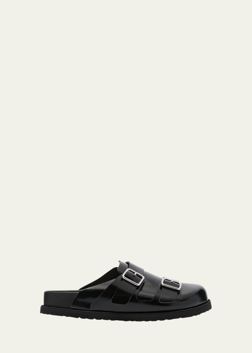 BIRKENSTOCK West Leather Dual Buckle Slide Clogs