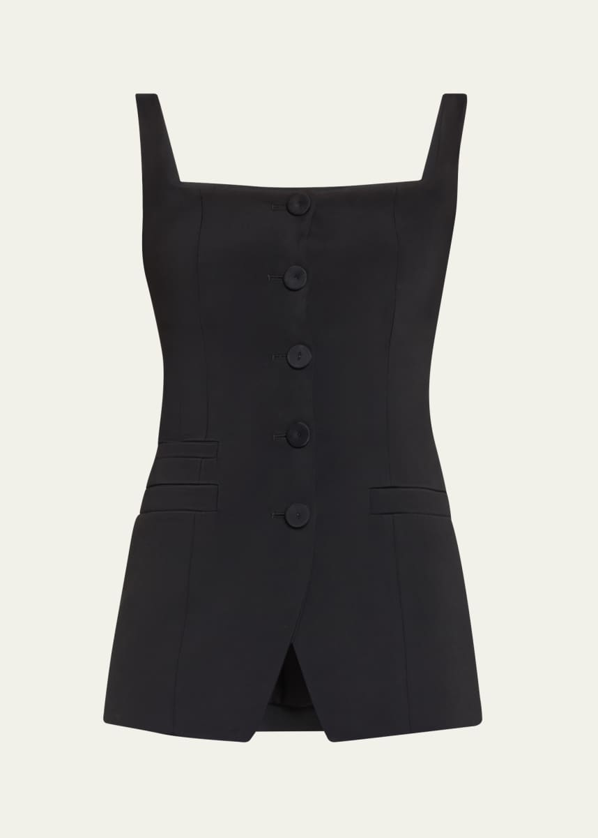 Another Tomorrow Square-Neck Buttoned Top