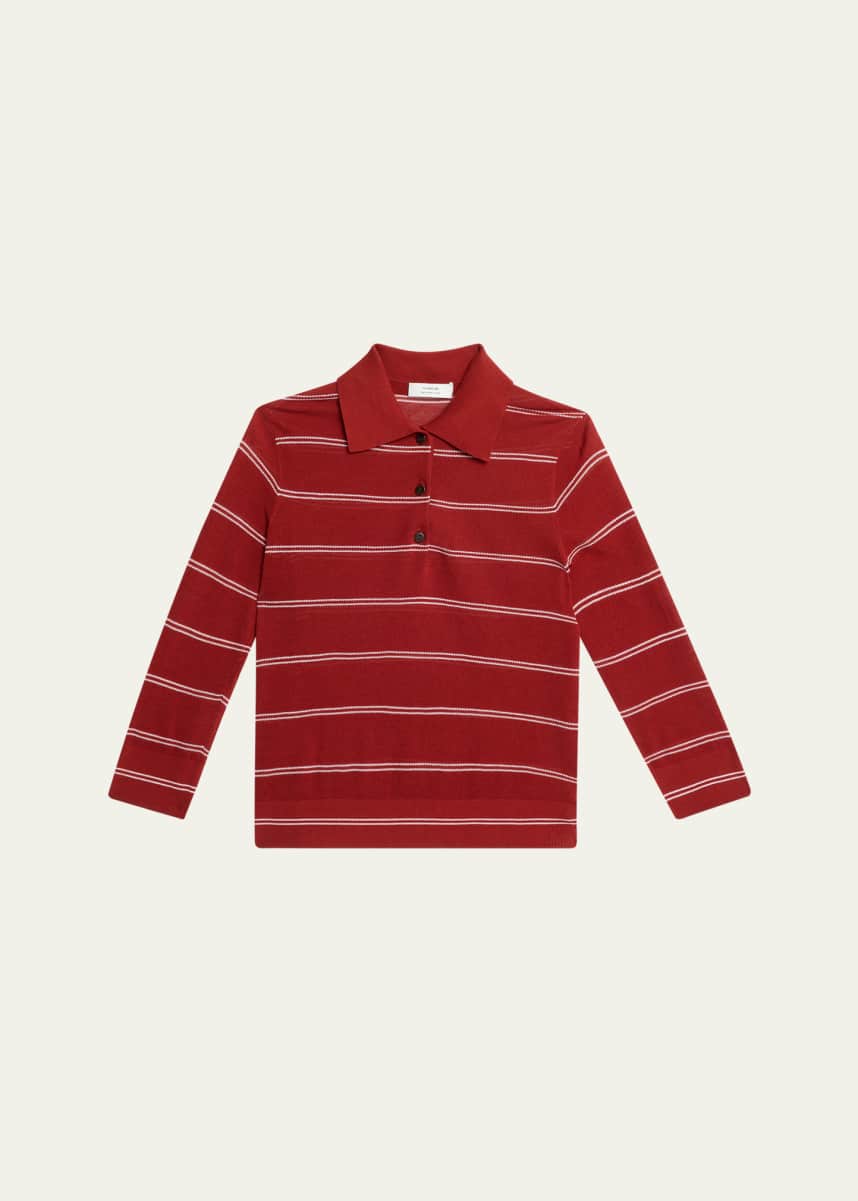 Vince Striped Pique Cotton Polo