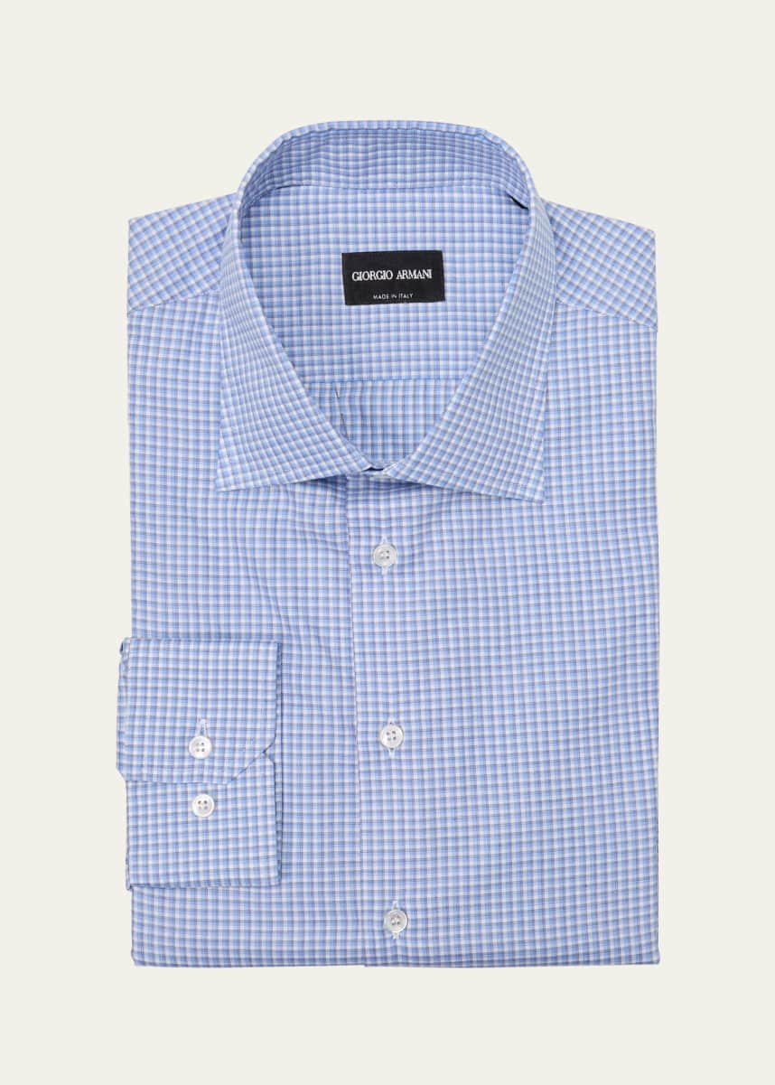 Giorgio Armani Men's Cotton Plaid Dress Shirt