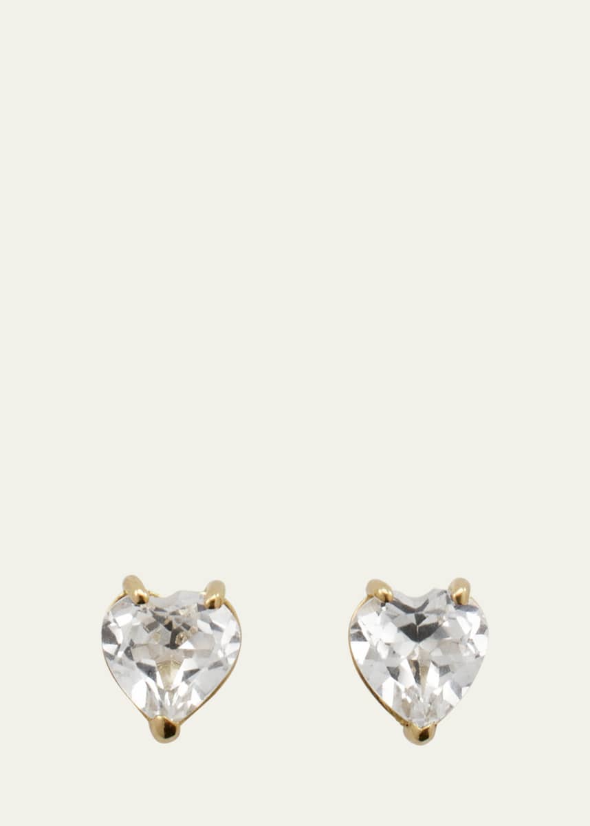 Katey Walker 18k Yellow Gold Tiny Topaz Heart Stud Earrings