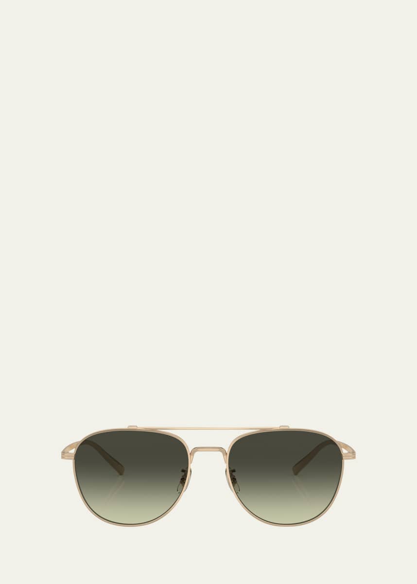 Oliver Peoples Men's Double-Bridge Metal Aviator Sunglasses