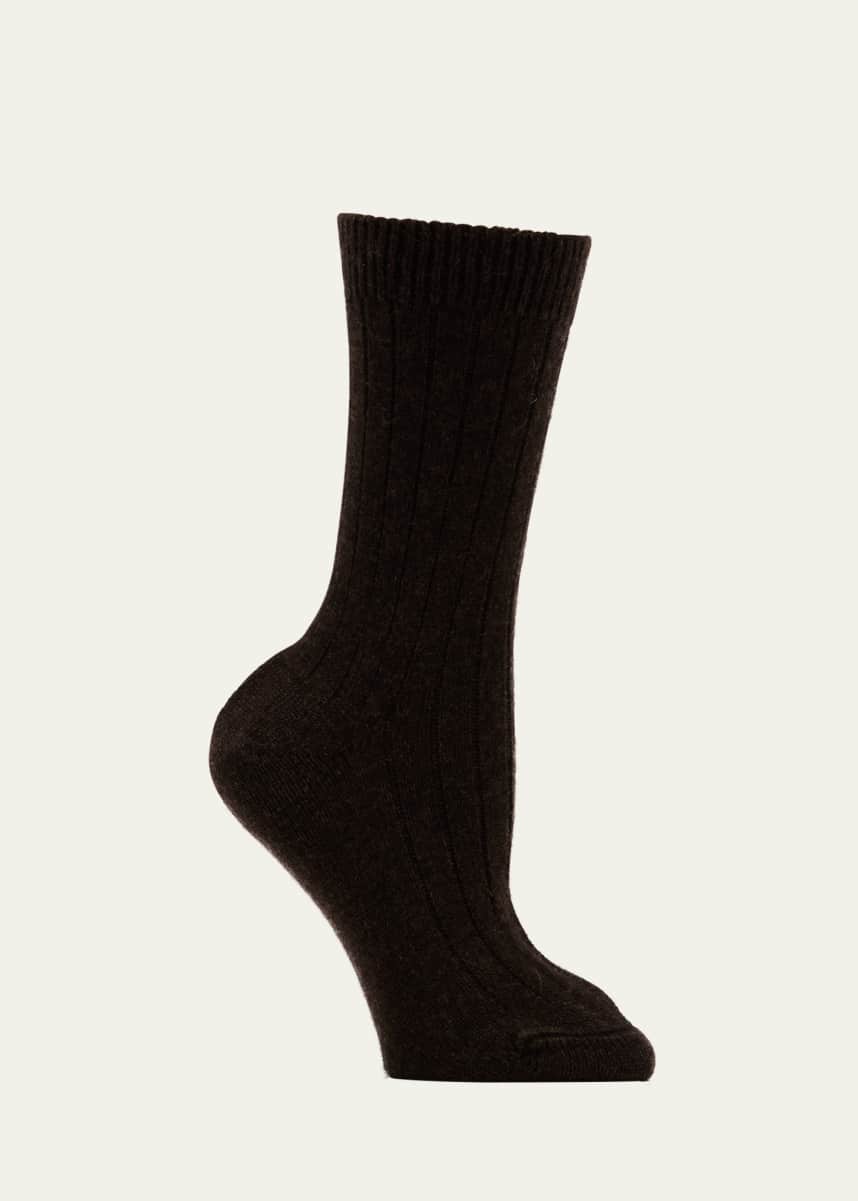 Maria La Rosa Ribbed Cashmere Crew Socks