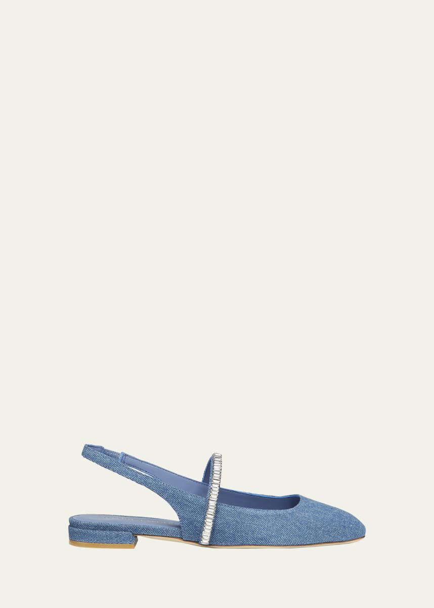 Stuart Weitzman Stefanie Denim Slingback Ballerina Flats