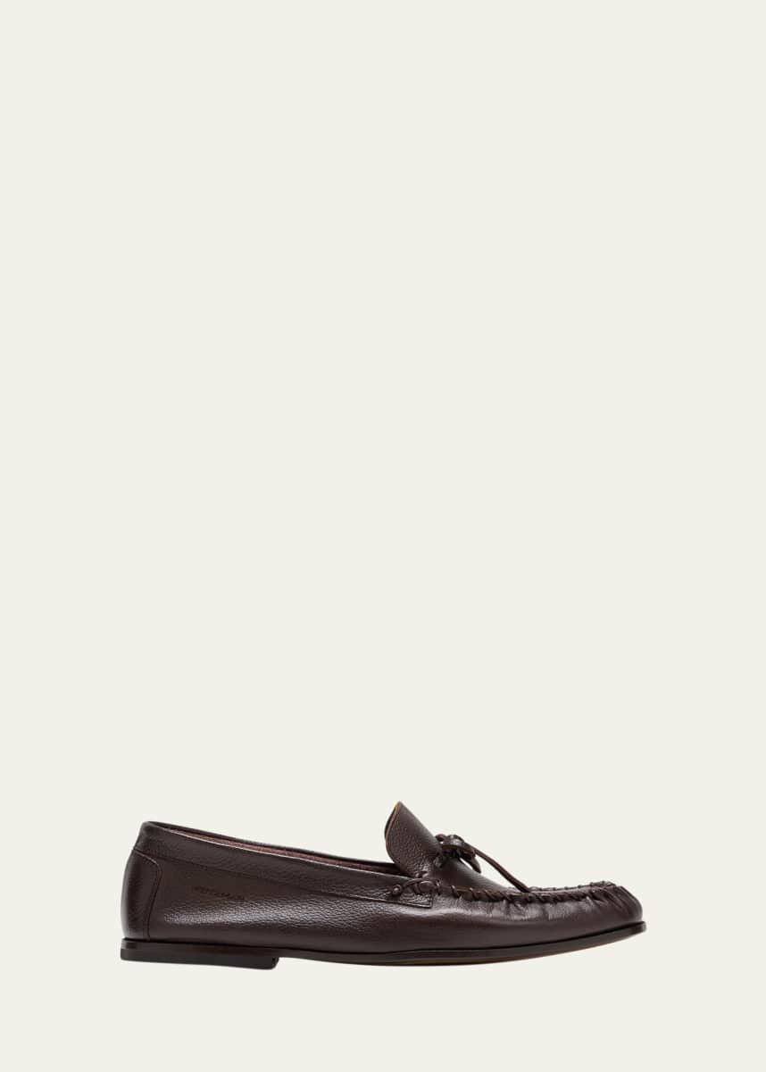 Stuart Weitzman Men's Montauk Grained Leather Moccasin Loafers