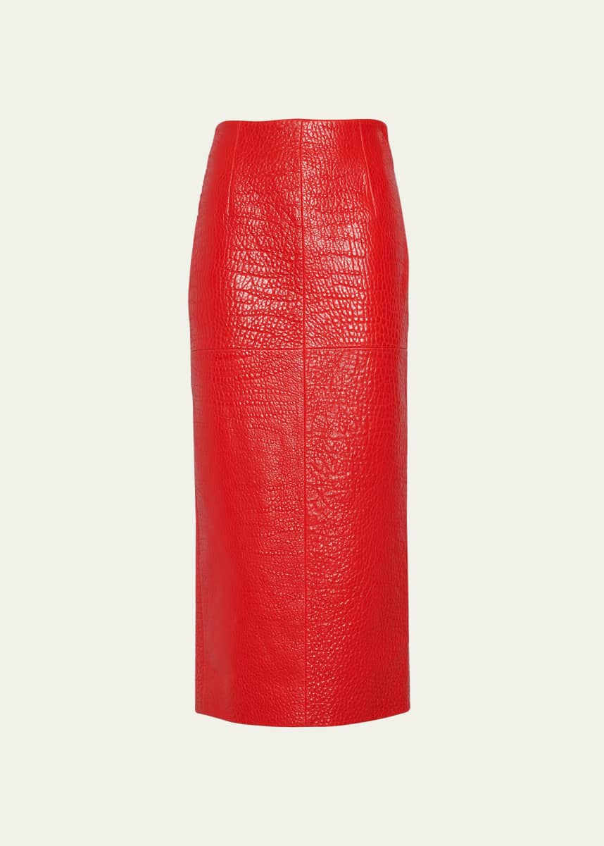Prada Pencil Midi Napa Leather Skirt