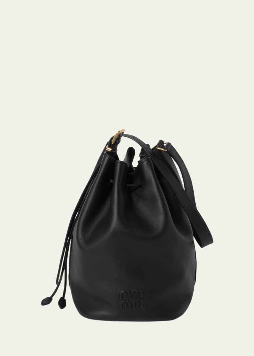 Miu Miu Drawstring Leather Bucket Bag