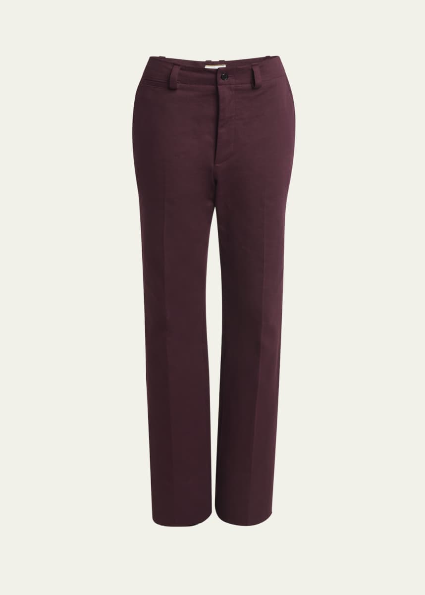 Saint Laurent Mid-Rise Straight-Leg Ankle Cotton Pants