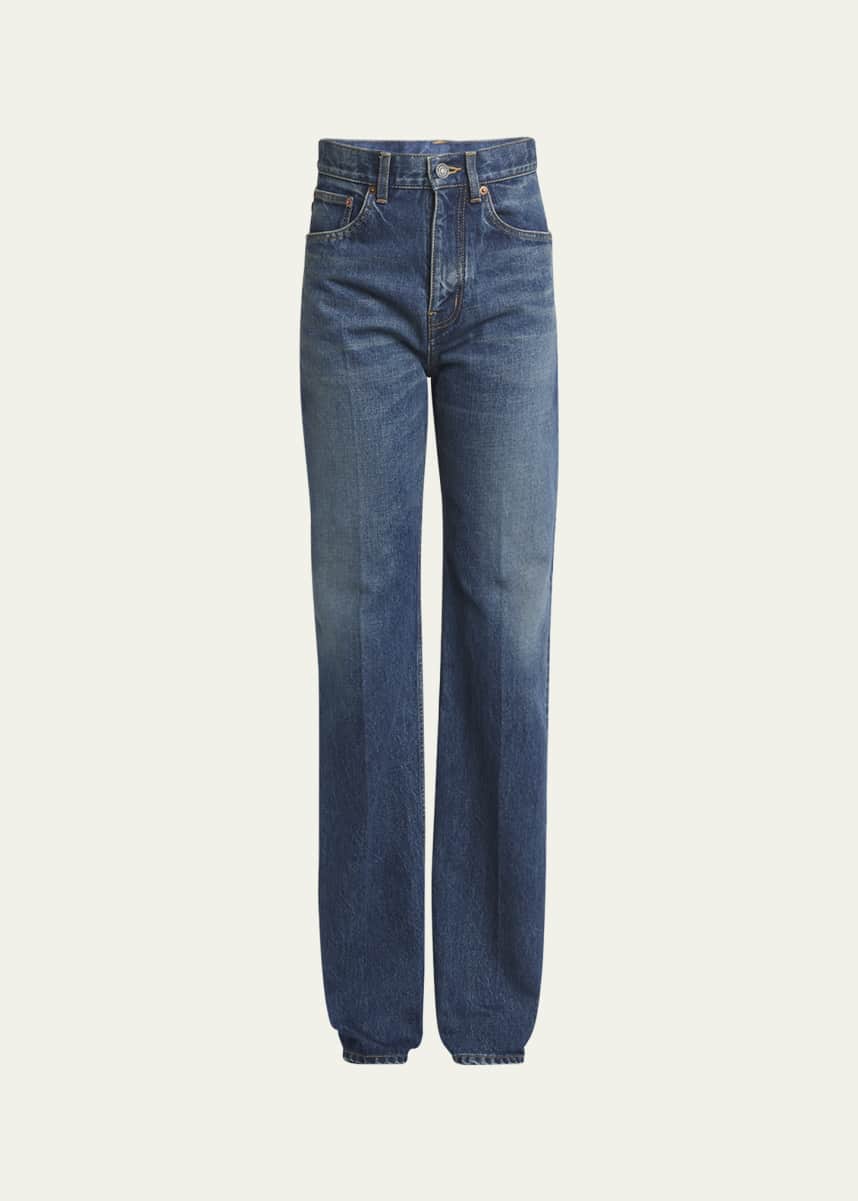Saint Laurent Neo Clyde High-Rise Straight-Leg Jeans