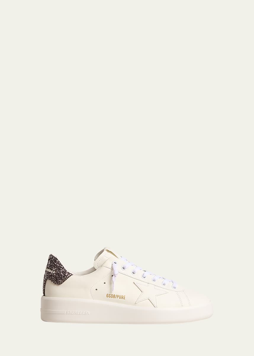 Golden Goose Pure Star Leather Glitter Low-Top Sneakers