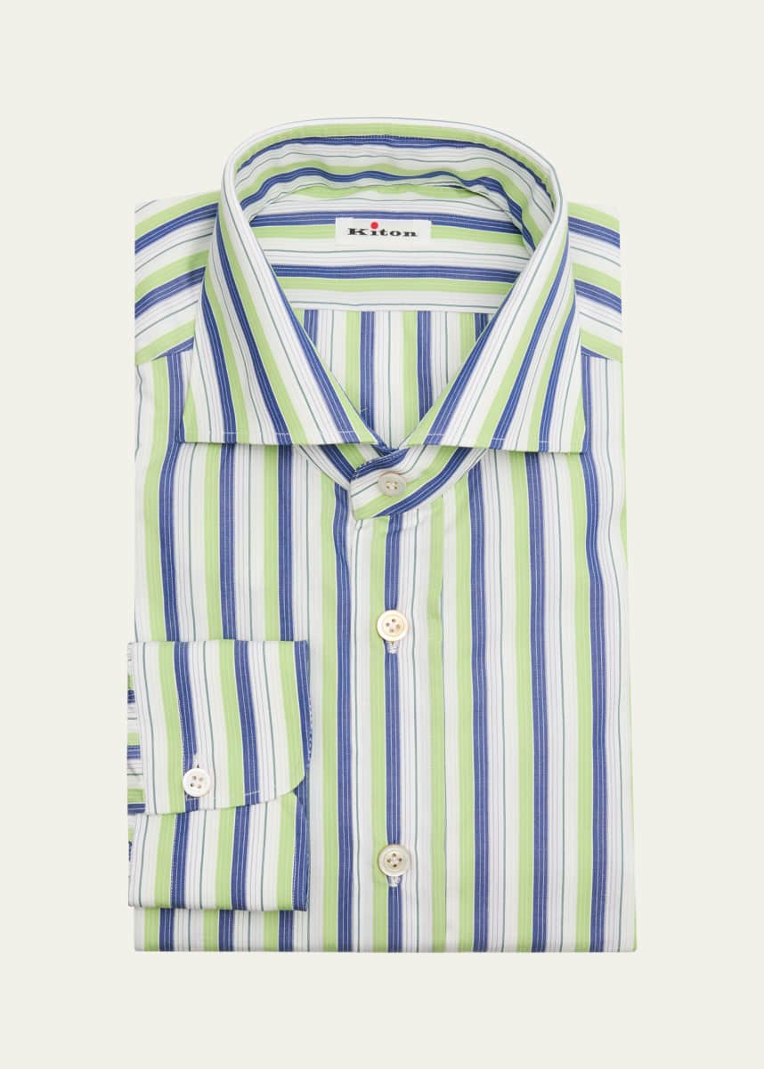 Kiton Men's Striped Dress Shirt