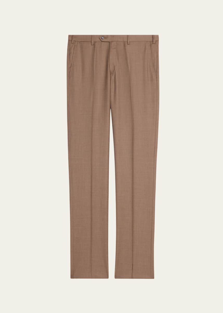 Giorgio Armani Men's Flat-Front Wool Trousers