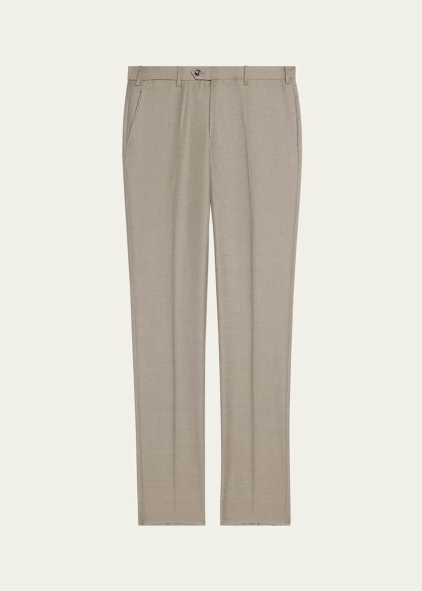 Giorgio Armani Men's Flat-Front Wool Trousers
