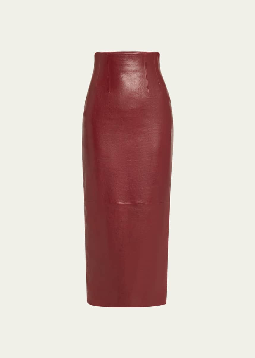 Khaite Loxley Long Leather Pencil Skirt