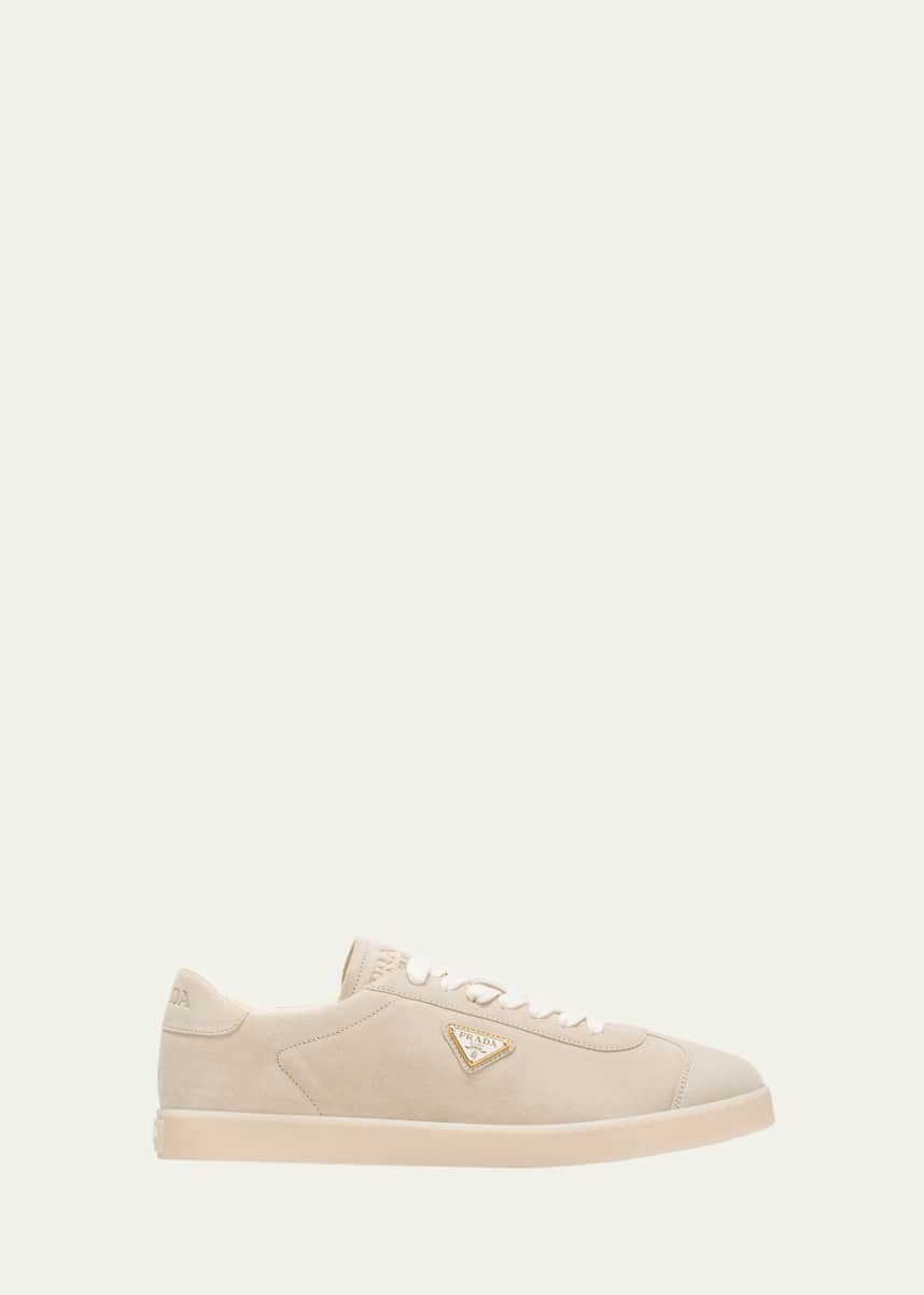 Prada Men's Lane Suede T-Toe Low-Top Sneakers