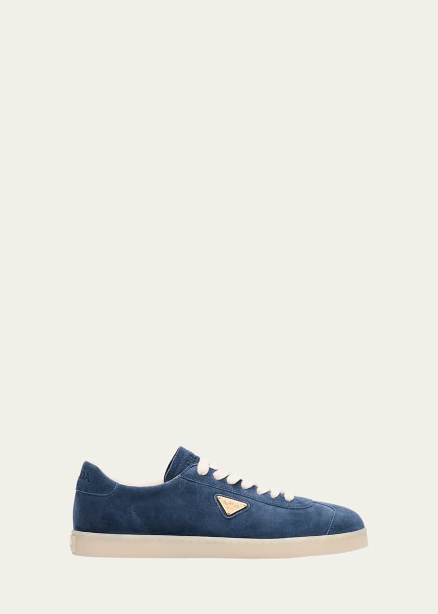 Prada Men's Lane Suede T-Toe Low-Top Sneakers