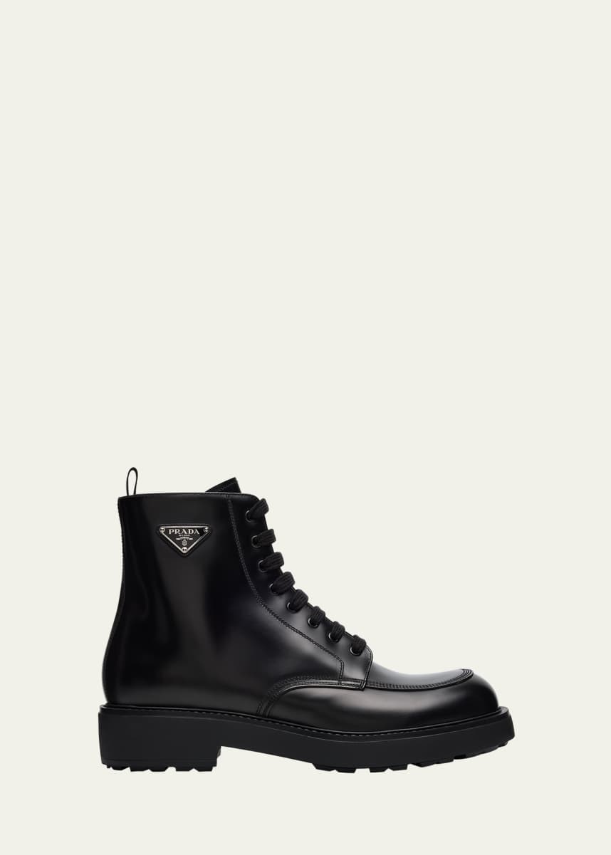 Prada Men's Leather Combat Boots