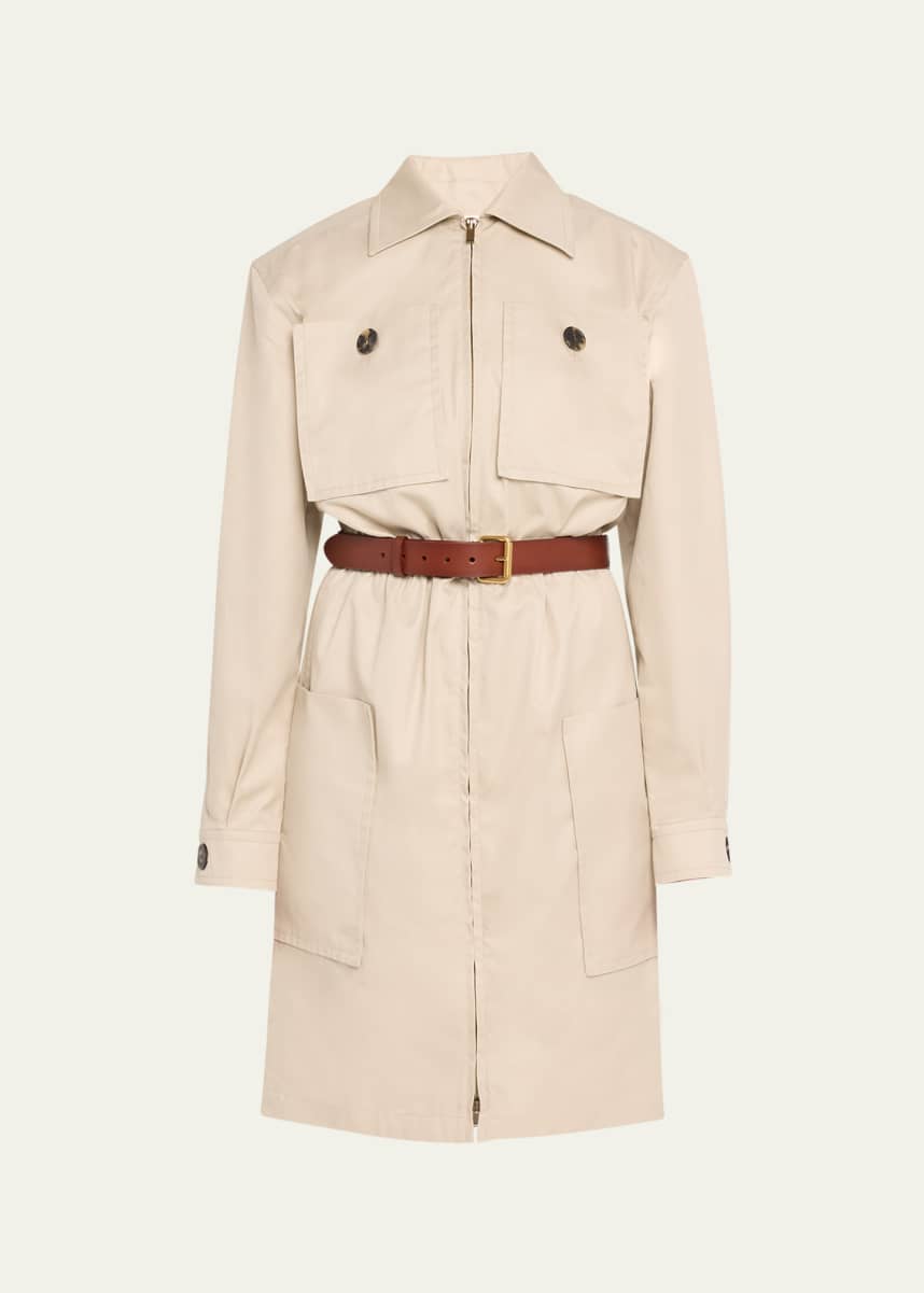 Saint Laurent Short Cargo Pocket Zip Front Shirtdress