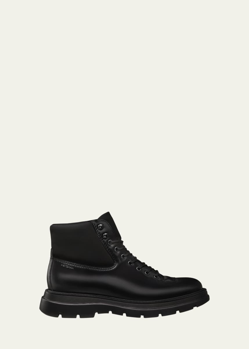 Stuart Weitzman Men's Adam Leather and Neoprene Combat Boots