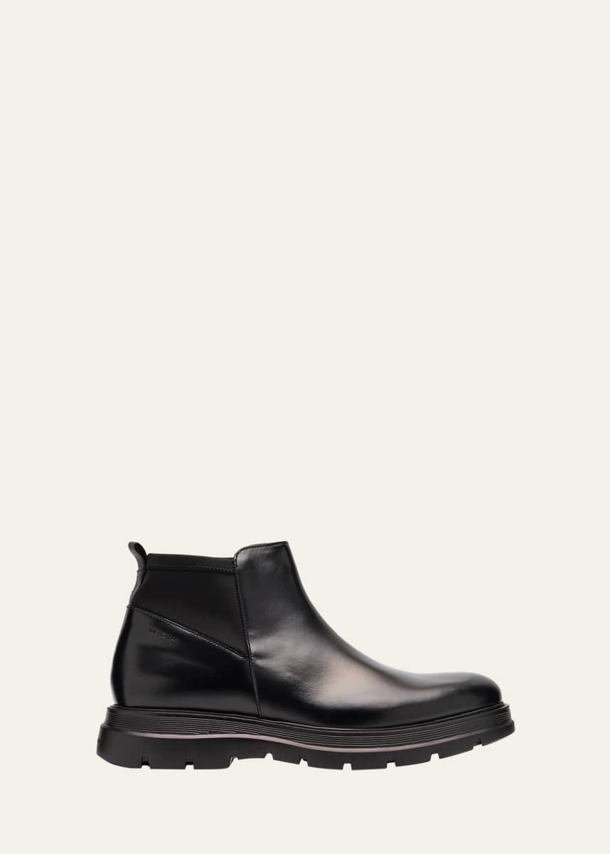 Stuart Weitzman Men's Aiden Leather and Neoprene Chelsea Boots