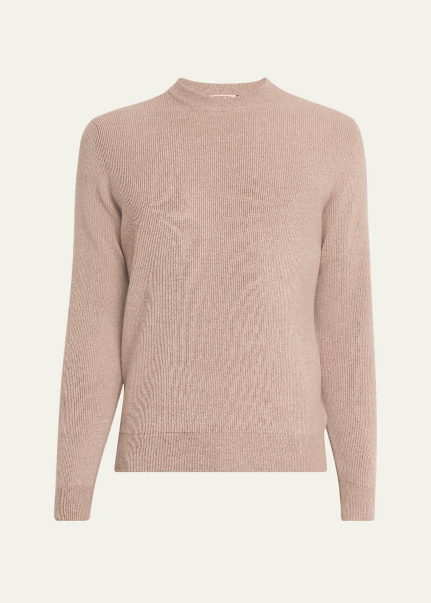 Fioroni Men's Cashmere English Rib Crewneck Sweater