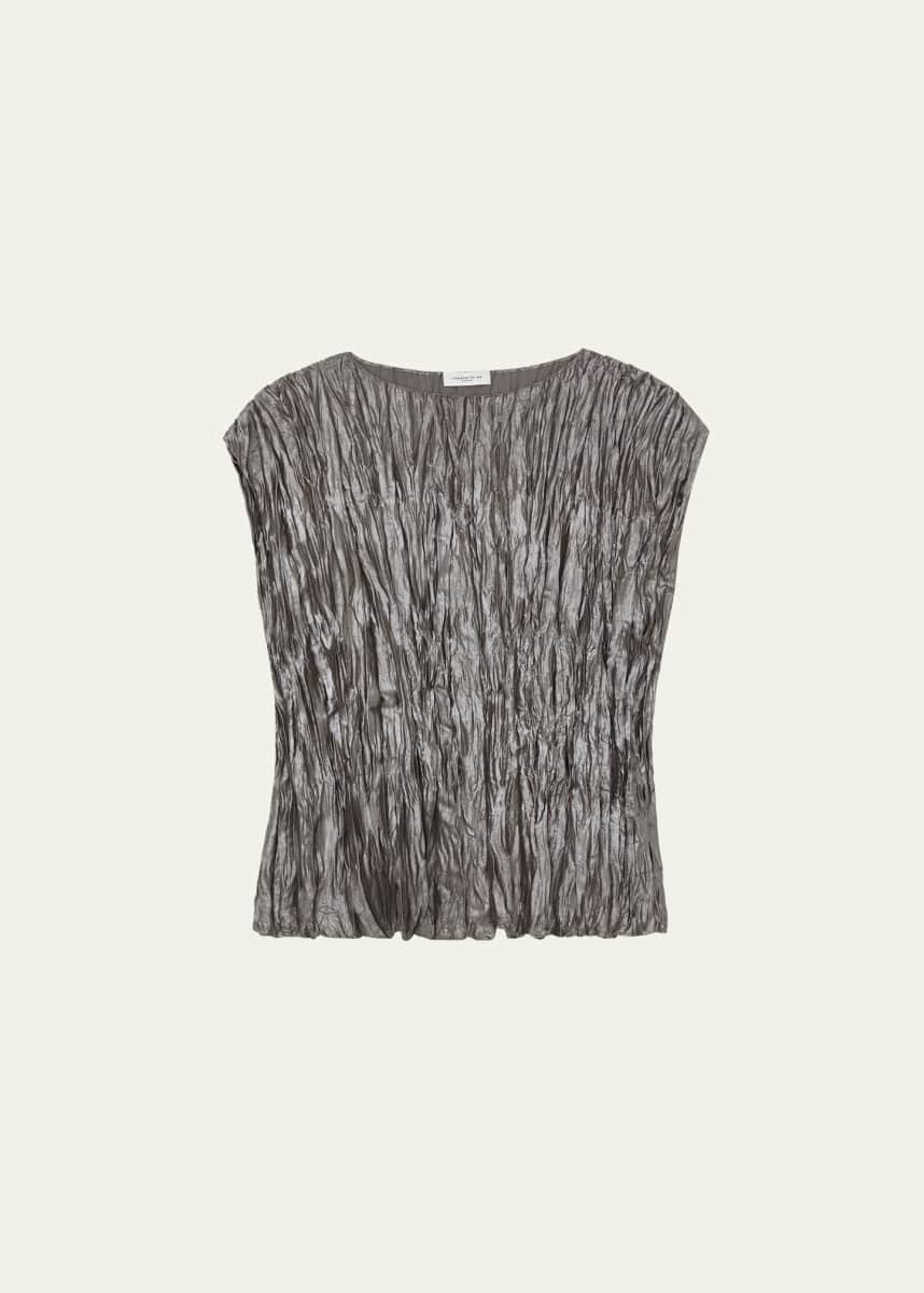 Lafayette 148 New York Crinkled Metallic Blouse