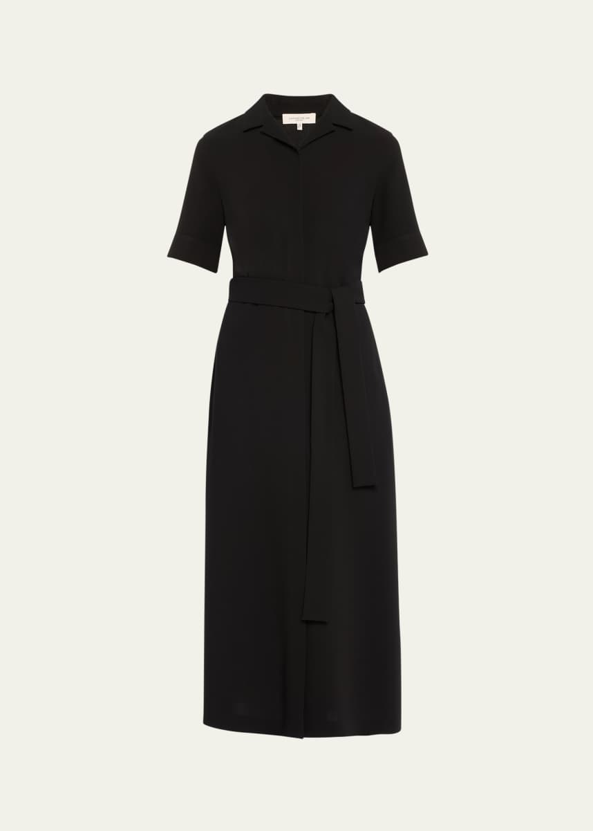 Lafayette 148 New York Belted Notch-Collar Midi Shirtdress