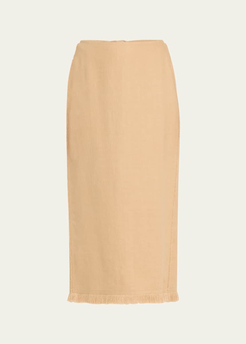 Lafayette 148 New York Fringe-Trim Linen Pencil Skirt