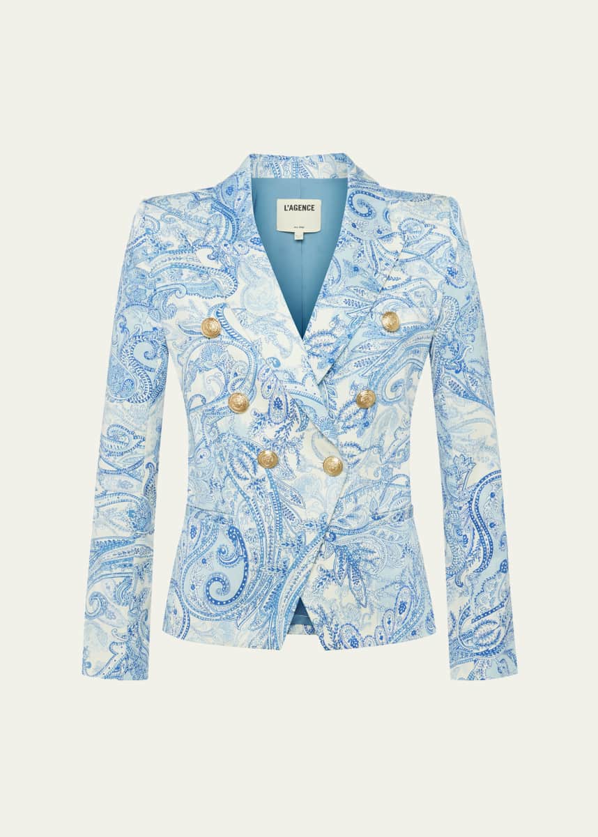 L'Agence Marie Paisley Double-Breasted Blazer